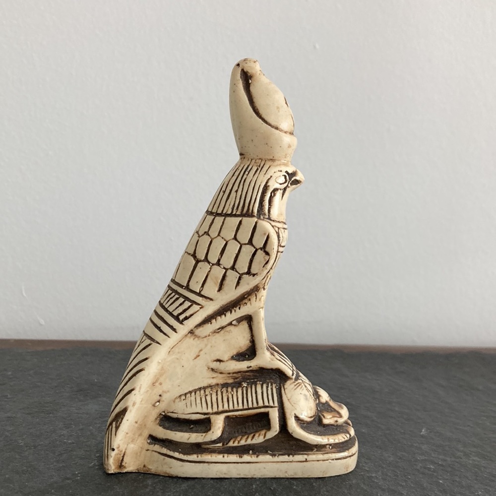 Vintage y2k ancient Egyptian god statue Horus with scarab